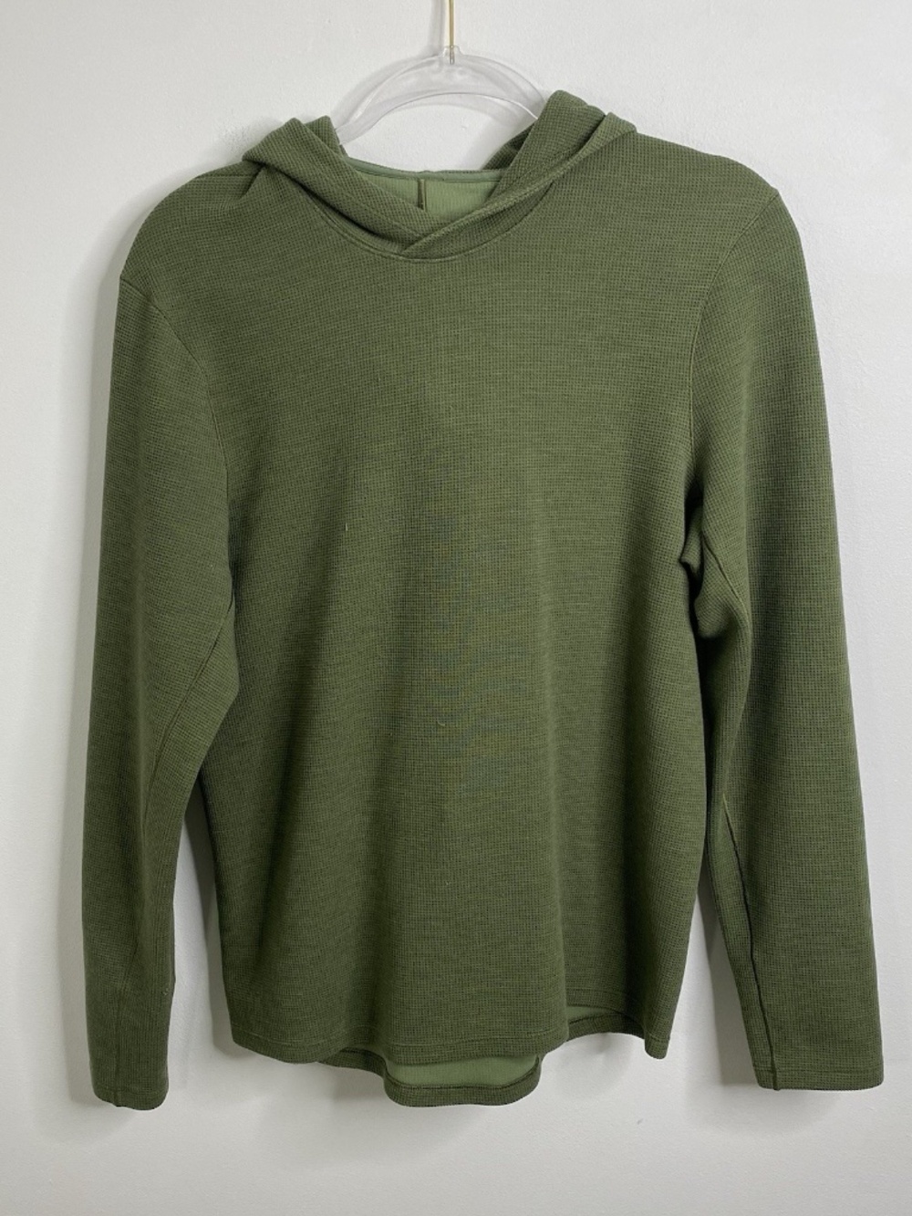 Lululemon Men’s Sz SMALL Green Shift Stitch Hoodie Comfy Soft Waffle Knit